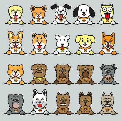 A collection of dogs with different colors