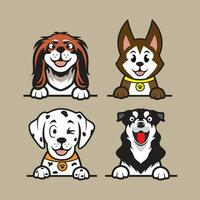 A collection of dogs with different colors vector