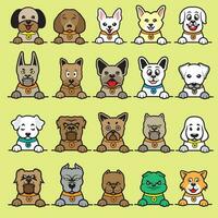 un colección de perros con diferente colores vector