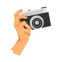 hand and camera vector illustration