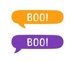 Speech bubble with text Boo digital sticker vector illustration set