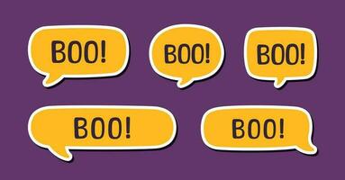 Speech bubble with text Boo digital sticker vector illustration set