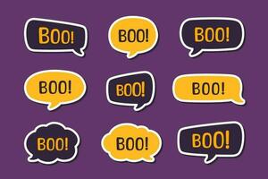 Speech bubble with text Boo digital sticker vector illustration set