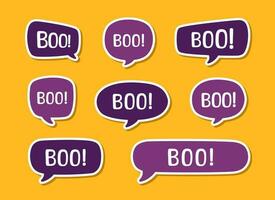 Speech bubble with text Boo digital sticker vector illustration set