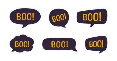 Speech bubble with text Boo digital sticker vector illustration set