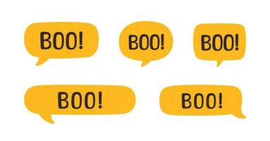 Speech bubble with text Boo digital sticker vector illustration set