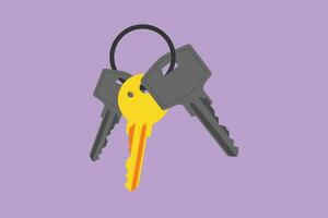 Graphic flat design drawing stylized three keys from apartment or building. House apartment rental for sale symbol. The concept of privacy, security and protection. Cartoon style vector illustration