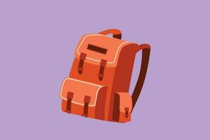 Cartoon flat style drawing school or collage backpacks. Backpacks for school children, students, travelers and tourists. Back to school rucksack. Camping equipment. Graphic design vector illustration
