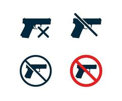 Prohibiting sign for gun. No gun sign. No weapons sign. Vector illustration