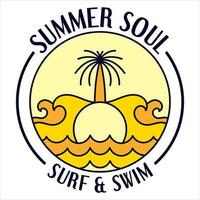 Summer soul adventure badge for t-shirt designs clothing and logo brand, Summer tropical Beach nature logo sign illustration vector