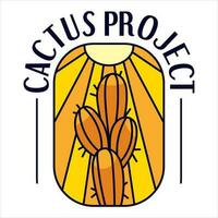 cactus proyecto aventuras Insignia t para camiseta diseños ropa y logo marca, verano Desierto logo firmar ilustración vector