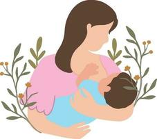 Set Collection Floral Ornament Mother Holding Newborn Baby Illustration vector