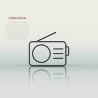 Radio icon in flat style. Fm broadcast vector illustration on white isolated background. Radiocast business concept.