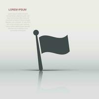 Flag icon in flat style. Pin vector illustration on white isolated background. Flagpole business concept.