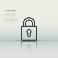 Padlock icon in flat style. Lock vector illustration on white isolated background. Private business concept.