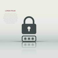 Login icon in flat style. Password access vector illustration on white isolated background. Padlock entry business concept.