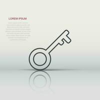 Key icon in flat style. Password vector illustration on white isolated background. Access business concept.