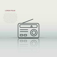 Radio icon in flat style. Fm broadcast vector illustration on white isolated background. Radiocast business concept.