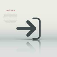 Login icon in flat style. Arrow access vector illustration on white isolated background. Door entry business concept.