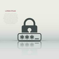 Login icon in flat style. Password access vector illustration on white isolated background. Padlock entry business concept.