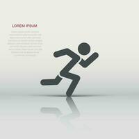 Run people icon in flat style. Jump vector illustration on white isolated background. Fitness business concept.