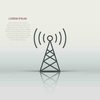 Antenna tower icon in flat style. Broadcasting vector illustration on white isolated background. Wifi business concept.