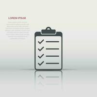 To do list icon in flat style. Document checklist vector illustration on white isolated background. Notepad check mark business concept.