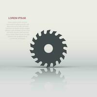 Saw blade icon in flat style. Circular machine vector illustration on white isolated background. Rotary disc business concept.