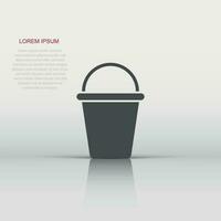 Bucket icon in flat style. Garbage pot vector illustration on white isolated background. Pail business concept.