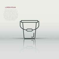 Bucket icon in flat style. Garbage pot vector illustration on white isolated background. Pail business concept.