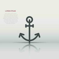 Boat anchor icon in flat style. Vessel hook vector illustration on white isolated background. Ship equipment business concept.