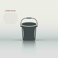 Bucket icon in flat style. Garbage pot vector illustration on white isolated background. Pail business concept.