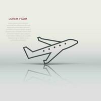 Plane icon in flat style. Airplane vector illustration on white isolated background. Flight airliner business concept.