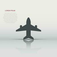 Plane icon in flat style. Airplane vector illustration on white isolated background. Flight airliner business concept.