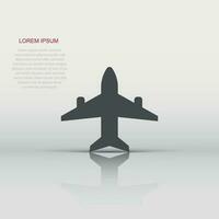 Plane icon in flat style. Airplane vector illustration on white isolated background. Flight airliner business concept.