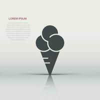 Ice cream icon in flat style. Sundae vector illustration on white isolated background. Sorbet dessert business concept.