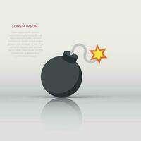 Bomb icon in flat style. Dynamite vector illustration on white isolated background. C4 tnt business concept.