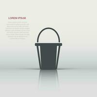 Bucket icon in flat style. Garbage pot vector illustration on white isolated background. Pail business concept.