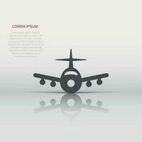 Plane icon in flat style. Airplane vector illustration on white isolated background. Flight airliner business concept.