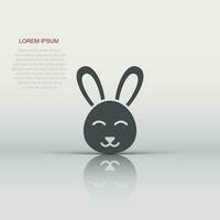 Rabbit icon in flat style. Bunny vector illustration on white isolated background. Happy easter business concept.