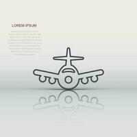 Plane icon in flat style. Airplane vector illustration on white isolated background. Flight airliner business concept.