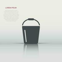 Bucket icon in flat style. Garbage pot vector illustration on white isolated background. Pail business concept.