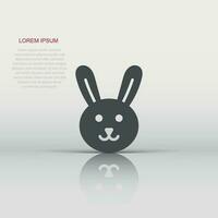 Rabbit icon in flat style. Bunny vector illustration on white isolated background. Happy easter business concept.