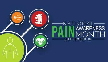 Pain awareness month is observed every year in September. Medical Banner. vector