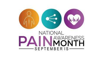 Pain awareness month is observed every year in September. Medical Banner. vector