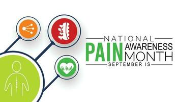 Pain awareness month is observed every year in September. Medical Banner. vector