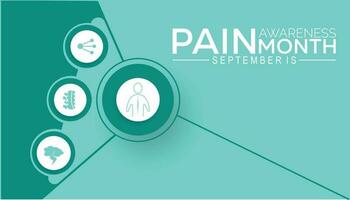 Pain awareness month is observed every year in September. Medical Banner. vector