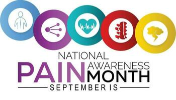 Pain awareness month is observed every year in September. Medical Banner. vector