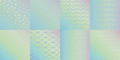 Rainbow glitter foil texture, hologram patterns vector