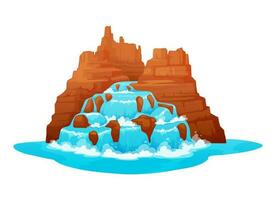 Cartoon wild west waterfall and water cascade vector